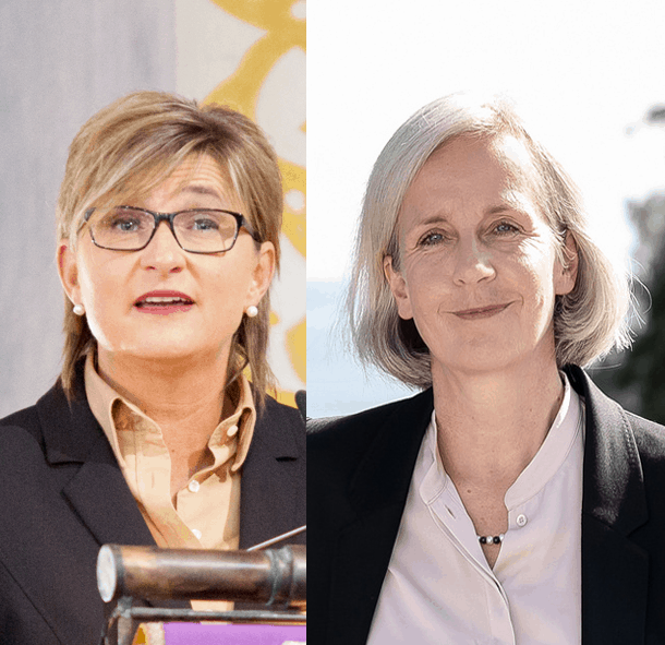 Bild Simone Fleischmann und Prof. Dr. Ursula Münch halten die 6. Tutzinger Rede