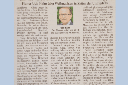 Bild Das Geschenk der Versöhnung. Weihnachtskolumne von Akademiedirektor Udo Hahn im „Starnberger Merkur“.