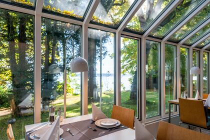 Blick auf den See vom Restaurant