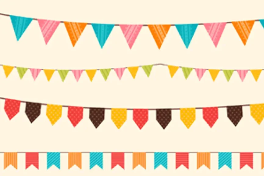 Wimpelfahnen in unterschiedlichen Farben und Formen