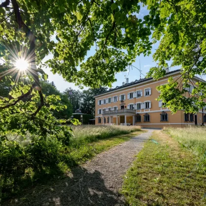 Blick vom Park auf das Trutziger Schloss