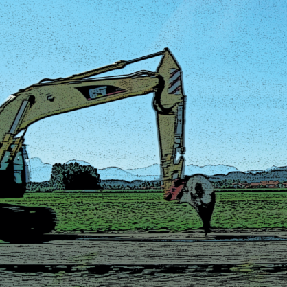 Bagger im ländlichen Raum