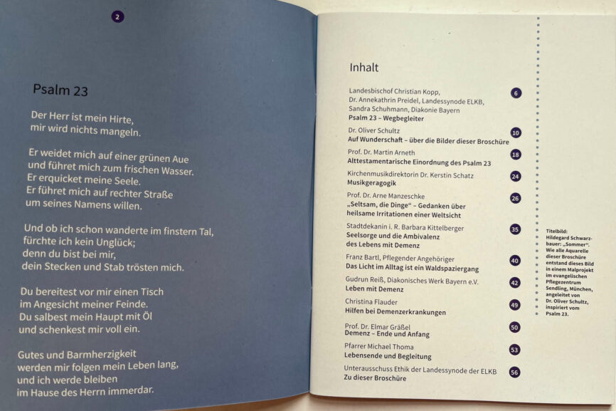 Inhaltsverzeichnis Demenzbroschüre